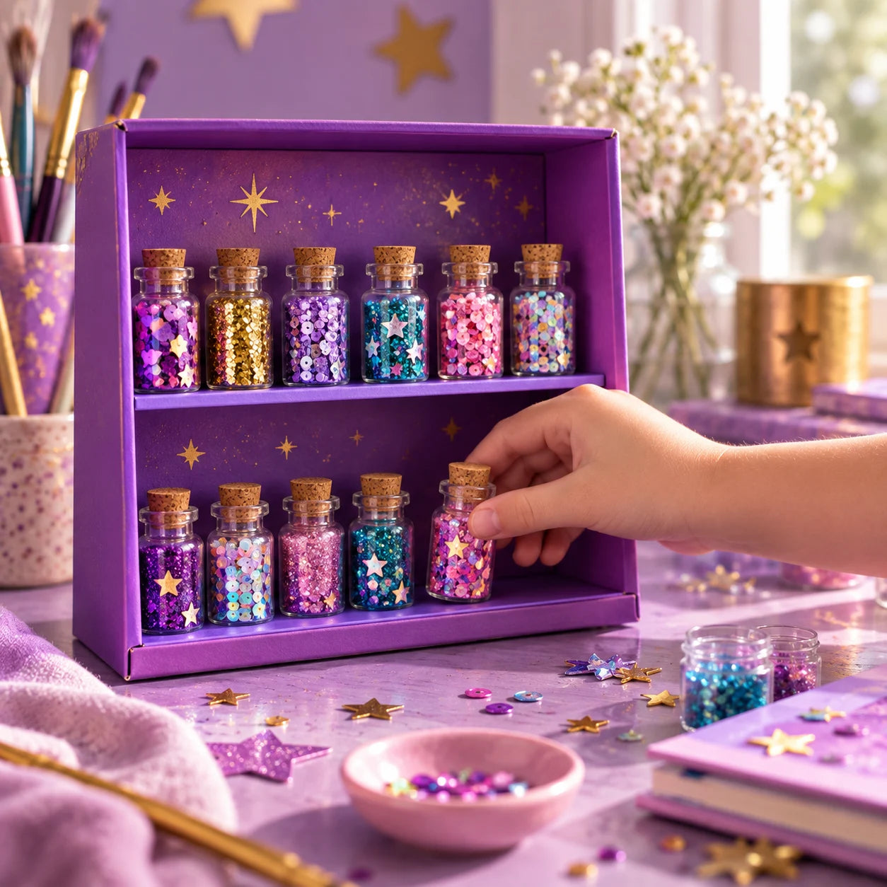 Display: Keep the finished potion collection together in its case.